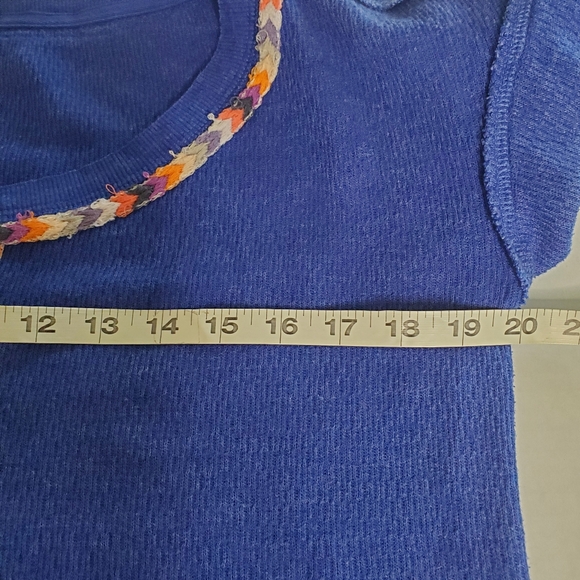 We The Free Blue Boho Hippy Rainbow‎ Thermal Waffle Knit Top Size Medium - Picture 12 of 12